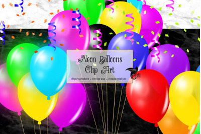 Neon Balloons Clip Art