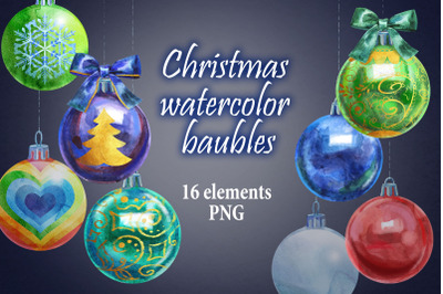 Watercolor Christmas ball clipart