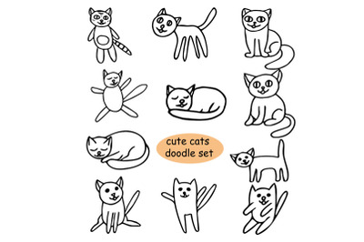 cute cats doodle set