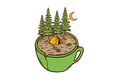 Camping and cup vector illustration