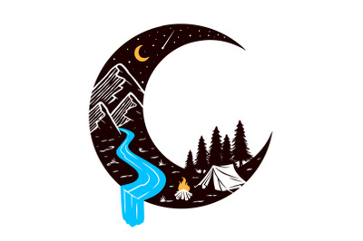 Camping at night vector illustration