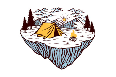 Camping in nature vector illustration