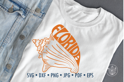 Florida Word Art&2C; conch shell&2C; Svg Dxf Eps Png&2C; Cut file