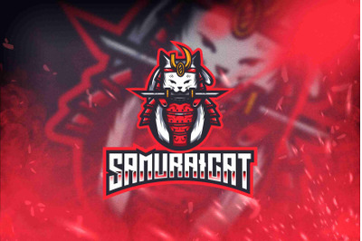 Samurai Cat Esport Logo Template