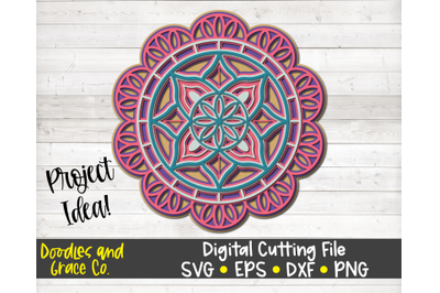 Flower 3D Layered Mandala SVG