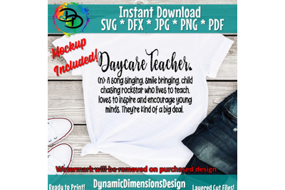 Daycare Teacher svg, Teacher Definition svg, Daycare Worker Quote, sil