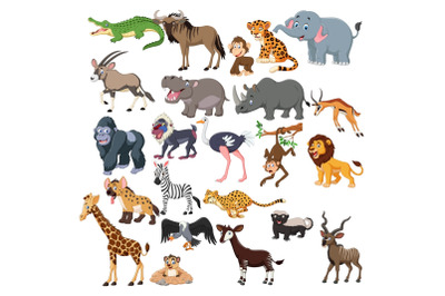 Cute Animals Cartoon Vector Set