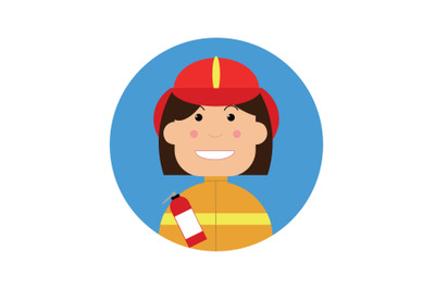 Icon Character Firefighters Blue Female