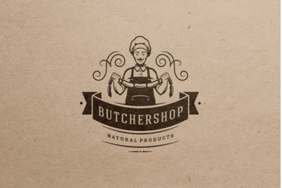 Traditional Butcher Shop Logo Design