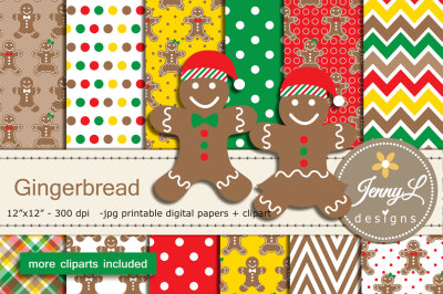Gingerbread Digital Papers and Clipart