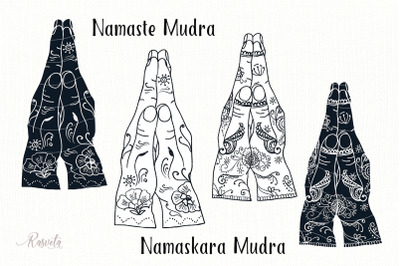 Namaskara Mudra, Namaste Mudra  with mehendi pattern