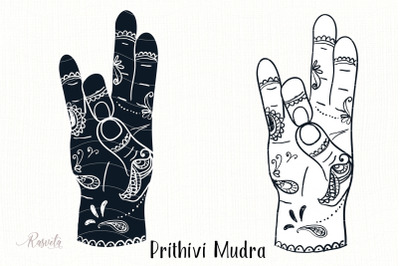 Prithivi Mudra with mehendi pattern