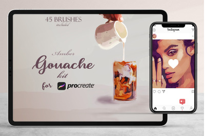 Amber Gouache Kit for Procreate | Gouache Procreate Brushes