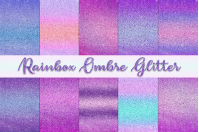 Rainbow Ombre Glitter Digital Paper Set