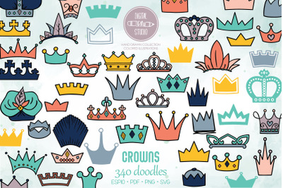 Colored Crowns | Hand Drawn Princess Tiara | King, Queen, Royal Doodle