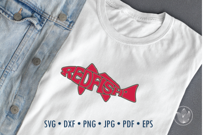 Redfish Word Art design&2C; Svg Dxf Eps Png&2C; Cut file&2C; Red drum