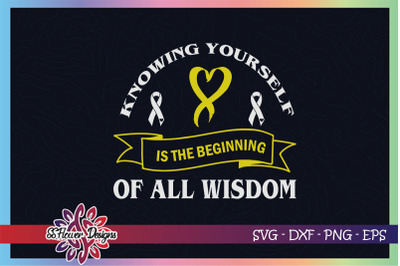 Knowing yourself is the beginning of all wisdom, yellow ribbon svg