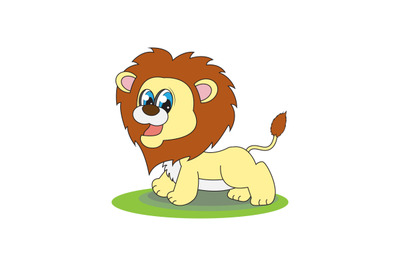 cute lion cartoon illustration vector design