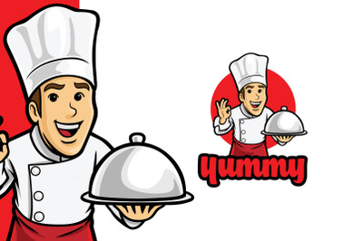 Happy Yummy Chef Logo Template