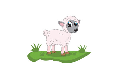 cute sheep cartoon illustration vector design