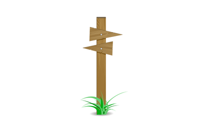 Wooden signpost board arrow directional right left