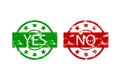 Yes and no stamp colored