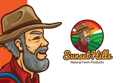 Sunset Hill Farmer Logo Template