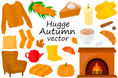 Set Hygge autumn vector illustration