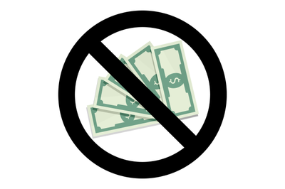 Stop cash and currency, no money label vector