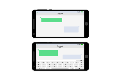 Smartphone screen interface horizontally messaging