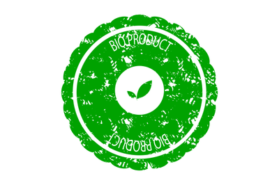 Bio product green rubber stamp vector