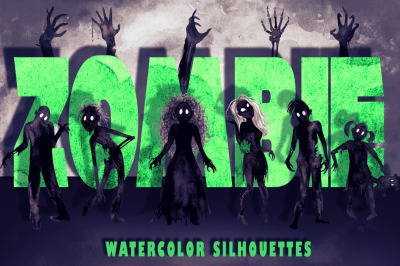 Watercolor Zombie Silhouettes