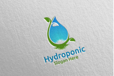 Water Hydroponic Botanical Gardener Logo Design 64