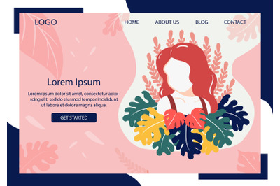Landing Page Fashion Red Hair Girl with Colorful Leaves