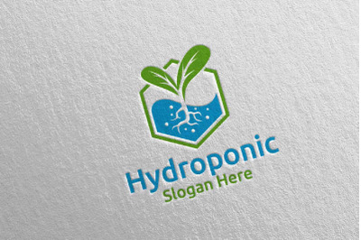 Water Hydroponic Botanical Gardener Logo Design 68