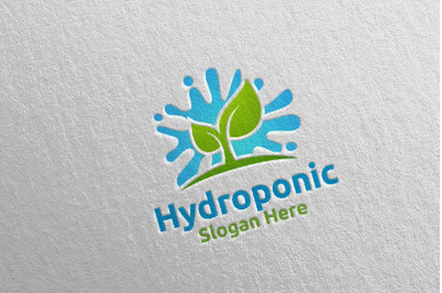 Water Hydroponic Botanical Gardener Logo Design 69