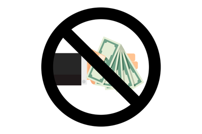 No banknote dollar cash, stop bribe and bribery finance