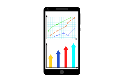 Chart and graphic on smartphone screen