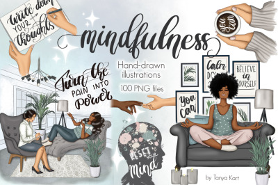 Mental Self Care Clipart &amp; Pattern