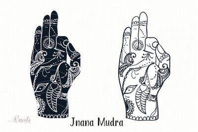 Jnana Mudra Mudra with mehendi pattern