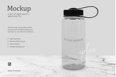 Wide Mouth Water Bottle Mockup Bundle, Sports Water Bottle