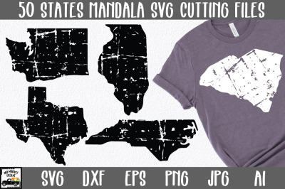50 States SVG Bundle - Distressed State SVG Cut Files