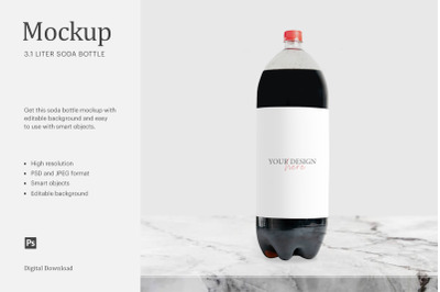 3 Liter Soda Bottle Mockup&2C; 3 Liter Soda Label&2C; Bottle Soda Mockup