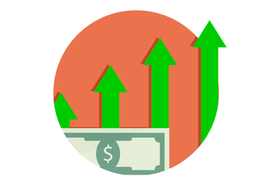 Capitalization is financial growth. Capital Icon