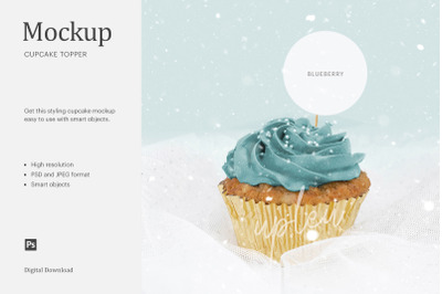 Cupcake Topper Mockup, Cupcake Mockup, Toppers Mockup,Babyblue Cupcake