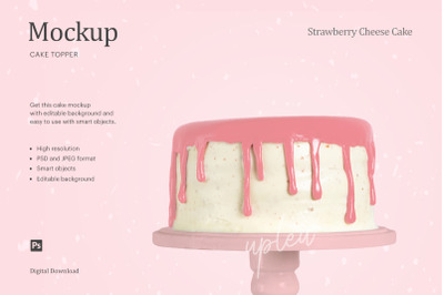 Cake Toppers Mockup&2C; Strawberry Cheese Cake Topper Mockup