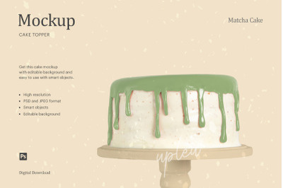 Cake Toppers Mockup&2C; Matcha Cake Topper Mockup