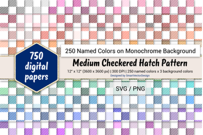 Medium Checkered Hatch Digital Paper - 250 Colors on BG