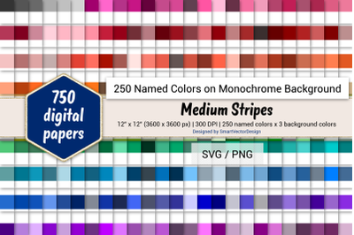 Medium Stripes Digital Paper - 250 Colors on BG