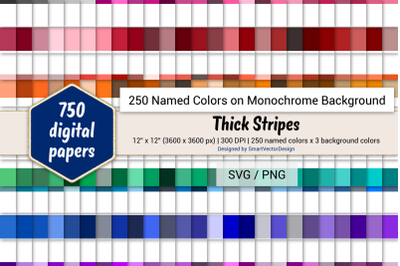 Thick Stripes Digital Paper - 250 Colors on BG